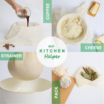 YJL Cheesecloth - 54 Sq Ft, 100% Cotton, Grade 90 Unbleached | Fine Cheesecloth for Cooking, Straining, Canning, Steaming & Reusable