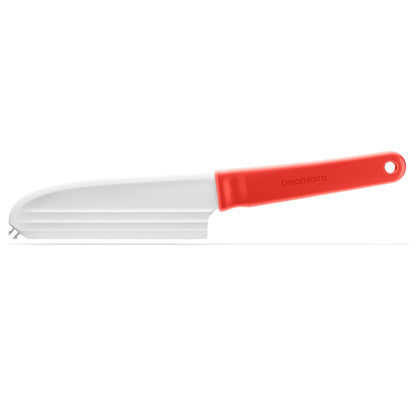 Dreamfarm Knibble Lite 3-In-1 Non-Stick Cheese Knife for Charcuterie, Slicing, Spreading, with Built-In Fork to Serve & Share Foods - 9" Red