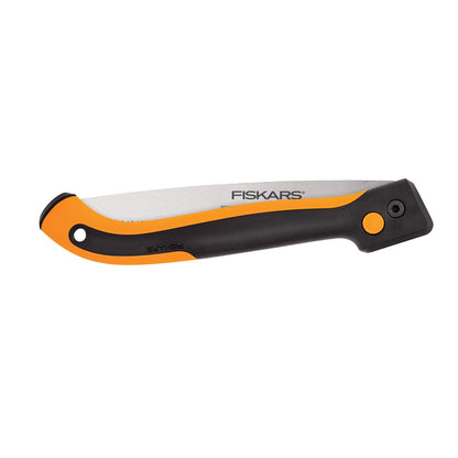Fiskars Hand Saw, Folding Saw with Dual Position Locking Saw Blade for Overhand Cuts and Under Cuts and Power Tooth Blade with Triple Ground Teeth, Soft Grip 10-Inch Pruning Saw