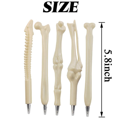 GXXMEI 15PCS Bone Pens Skeleton Finger Ballpoint Pen Novelty 0.5mm Blue Ink Pens for Doctor Nurses Kid Present Party Favor Halloween School Office Party