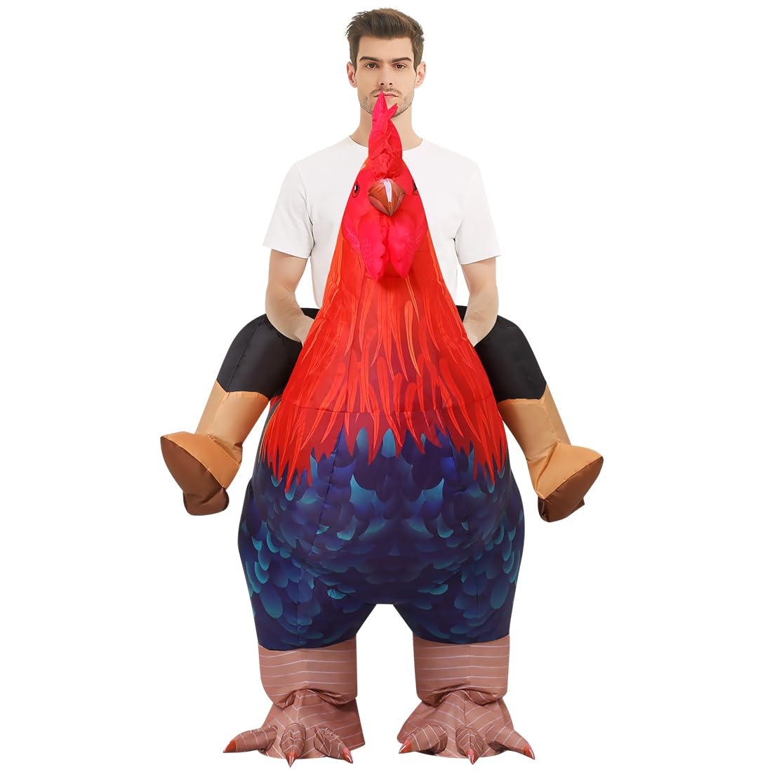 COMIN Inflatable Chicken Costume Ride-on Rooster Adult Blow up Suit Funny Fancy Dress Cosplay Halloween Costume