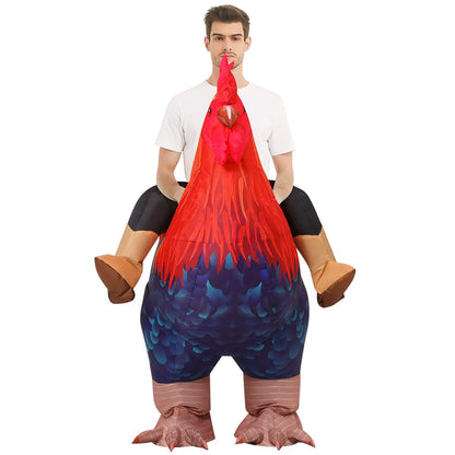 COMIN Inflatable Chicken Costume Ride-on Rooster Adult Blow up Suit Funny Fancy Dress Cosplay Halloween Costume