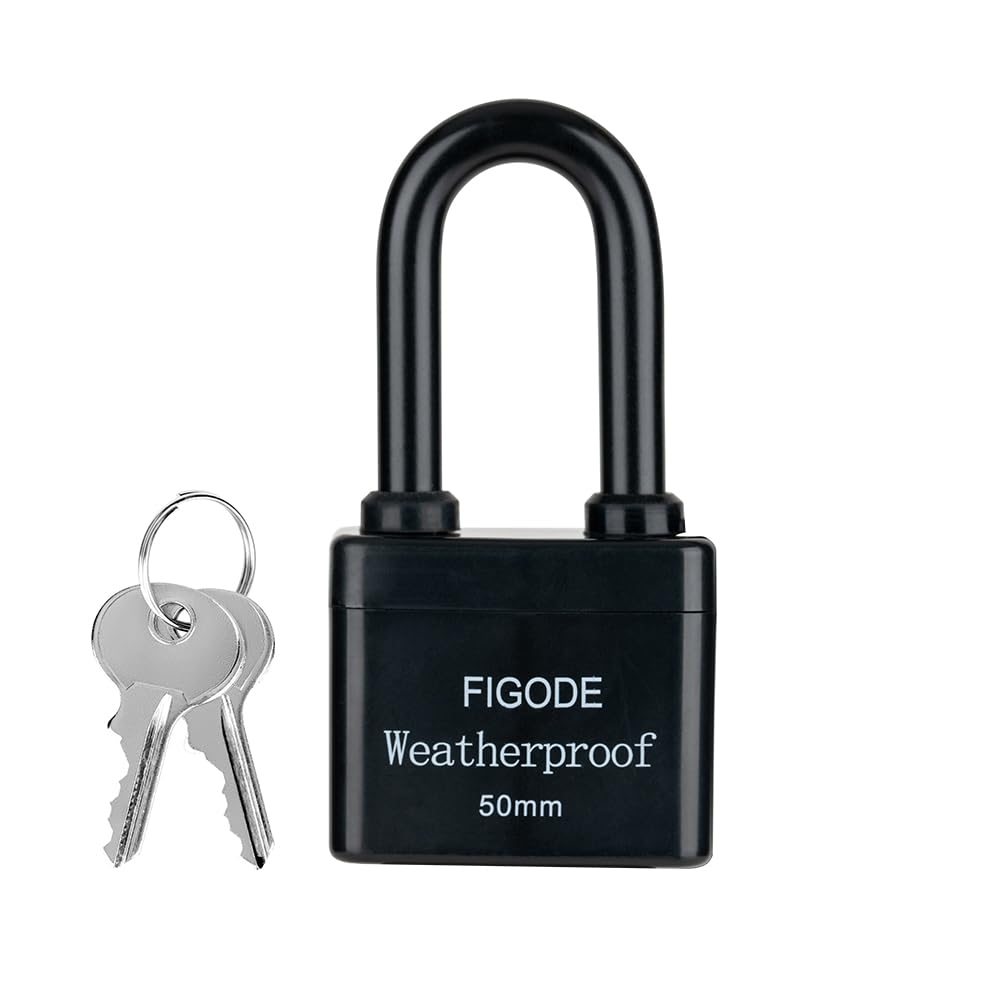 FIGODE® Outdoor Waterproof Padlocks, Covered Heavy Duty Laminated Steel Locks, Large Sturdy Locks, 2.2 in. Wide, 3 Locks Same Key, Long Padlocks
