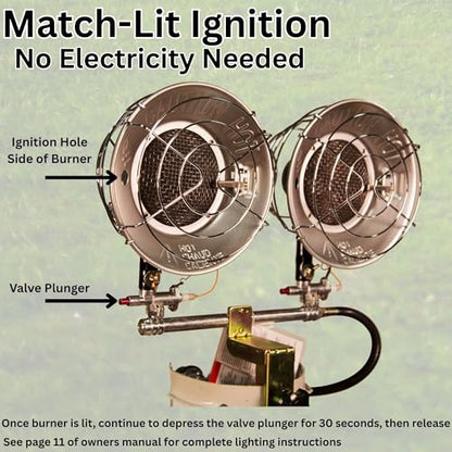 Comfort Gear Double Tank Top Portable Propane Radiant Heater, 30,000 BTUs, Instant Infrared Heat, for Jobsite/Garage/Workspace, Up to 48 Hrs on 20 lb Tank, Outdoor Use Only