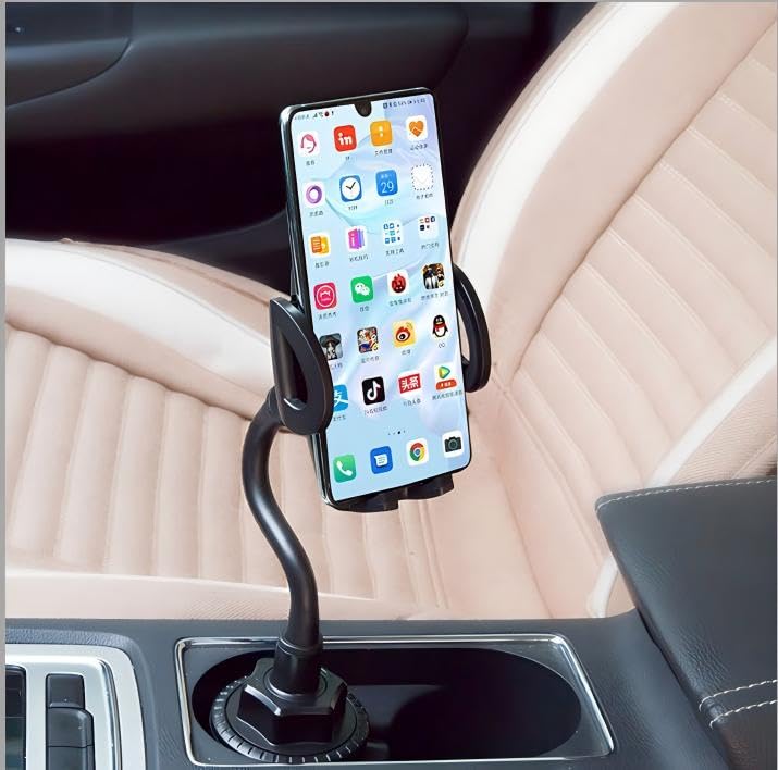 Cup Car Phone Holder for Car,Universal Adjustable Gooseneck Car Phone Holder - 360° Rotatable Dashboard Clip Mount for Smartphones 4-7.5 Inches,Black.