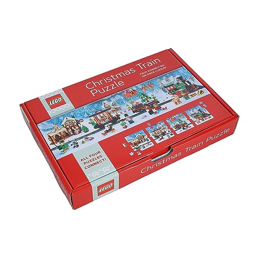 Lego Christmas Train Puzzle | Four Connecting 100-Piece Jigsaw Puzzles