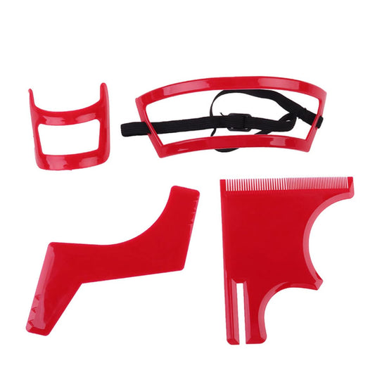 ESiiFuu Beard Shaping Tool Kit Neckline Shaving Template Guide Set for Men Hair Styling Red, Beard Shaping Tool Kit, Beard Trimmer Template Guide, Hair Styling Tools Kit