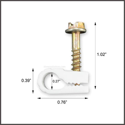 Coaxial Cable Clips - Cable Holder - Wire Clips - Siding Clips For Hanging - Cord Holder For Desk - Cable Clamps - Cord Clip - Wire Organizer Clips - Tv Mount Screws - White - 100 Pack - STEREN