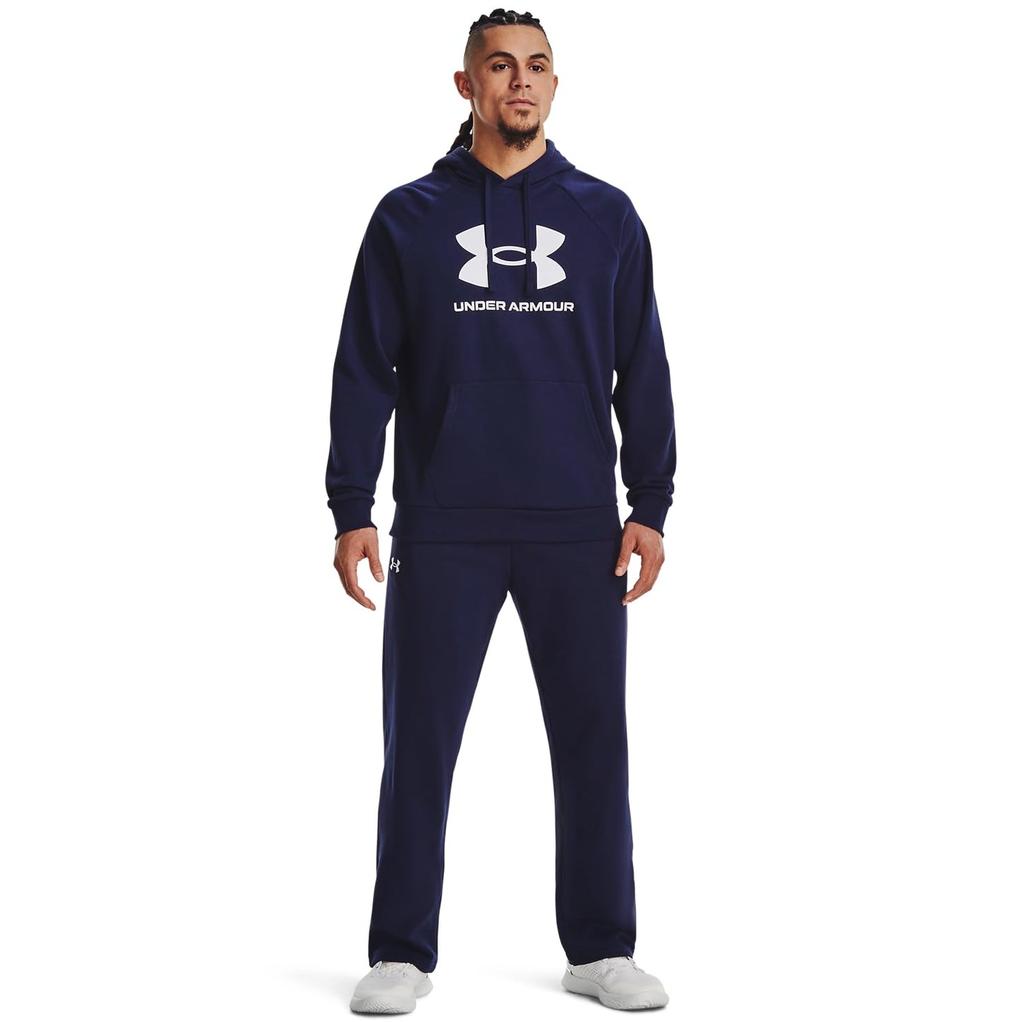 Under Armour Men's Rival Fleece Logo Hoodie, (410) Midnight Navy / / White, X-Small
