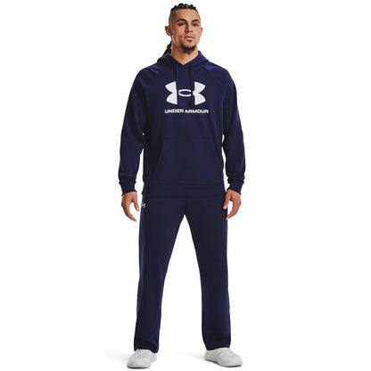 Under Armour Men's Rival Fleece Logo Hoodie, (410) Midnight Navy / / White, X-Small
