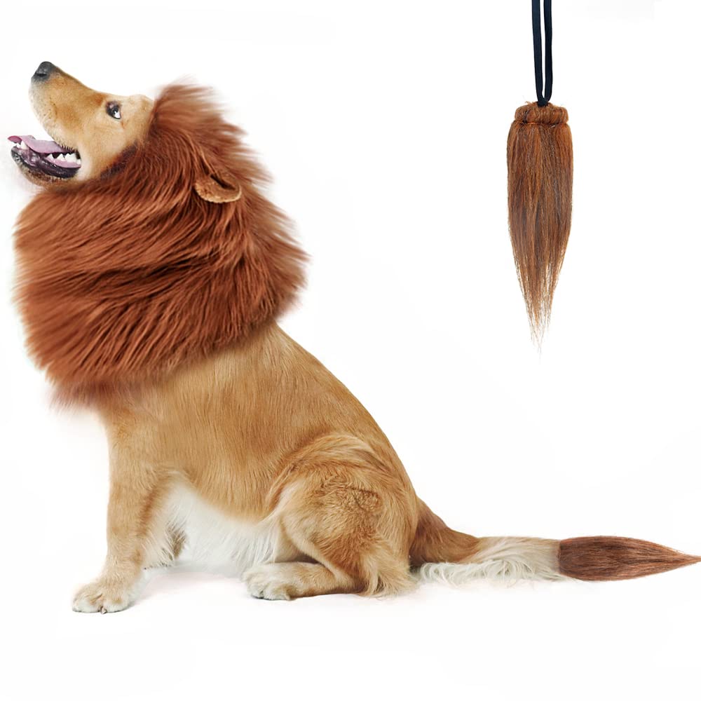 CPPSLEE Lion Mane for Dog Costumes, Realistic Wig for Medium to Large Sized Dogs, Halloween Costumes (Dark Brown)