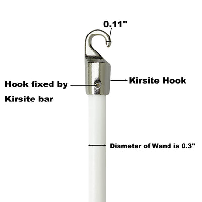 17 Inches Long White Fiberglass Blind Tilt Wand with Kirsite Hook