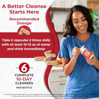 Health Plus Super Colon Cleanse 60 Day Supply of Gentle Gut Cleanse Detox, Psyllium Husk, Probiotics for Constipation Relief & Digestive Support, 240 Capsules