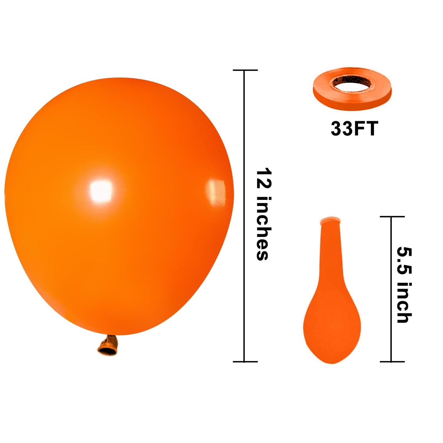KBZVNAF Orange Balloons Latex Party Balloons - 50 Pack 12 inch Helium Matte Orange Balloons for Birthday Wedding Baby Shower Halloween Party Decorations