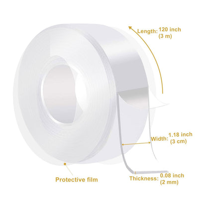 Double Sided Heavy Duty Extra Strong Adhesive Tape -Indoor/Outdoor General Purpose Nano Tape for Securing Picture Frames, Carpets. - Reusable and Without Leaving Adhesive Marks (1.18 inches x 10 feet)