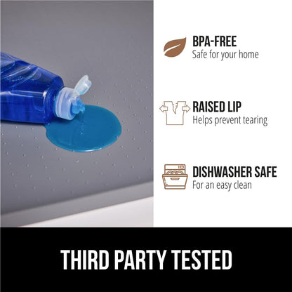 GORILLA GRIP Waterproof Silicone Under Sink Mat with Raised Lip for Kitchen and Bathroom, 34 x 22 in, Cabinet Shelf Liner Stay in Place Mats Dishwasher Safe Drawer Liner, Organizer Tray, Gray