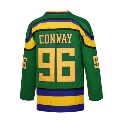 D-5 Youth Mighty Ducks Jersey #96 Conway #99 Banks Jersey,Movie Ice Hockey Jersey for Kids (96-Green,Small)