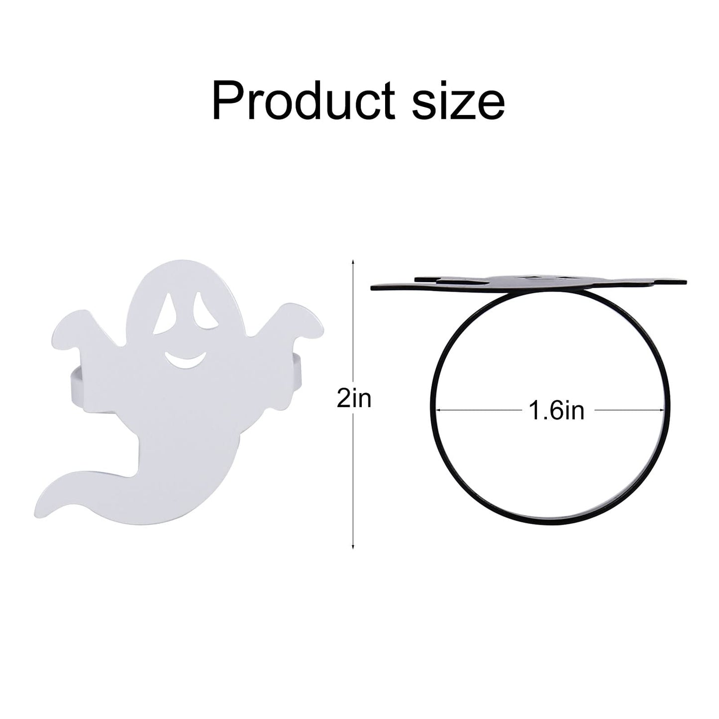 Ghost Napkin Rings Set of 12, White and Black Ghost Napkin Buckle for Halloween Holiday Birthday Party Decoration