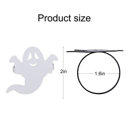 Ghost Napkin Rings Set of 12, White and Black Ghost Napkin Buckle for Halloween Holiday Birthday Party Decoration