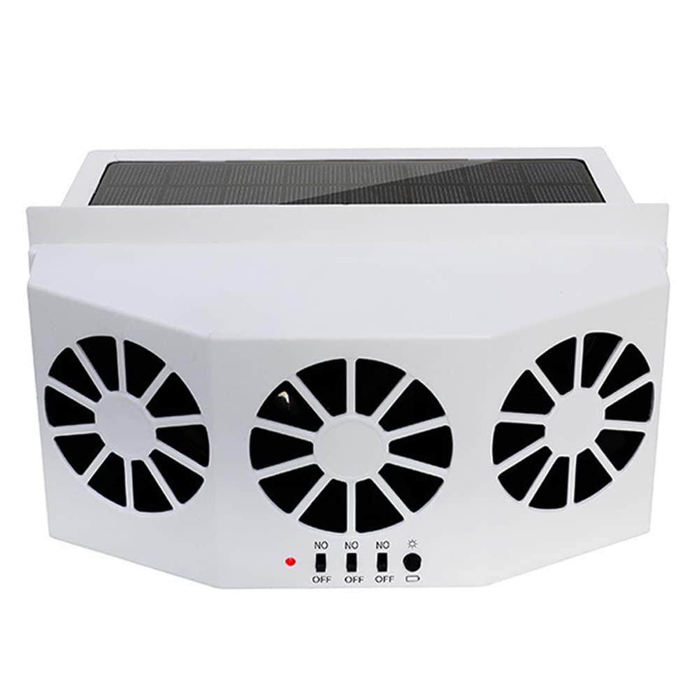 CYDZSW Car Solar Powered Window Exhaust Fan, Air Purifier, Solar Power Air Vent Radiator Fan for Backseat or Frontseat, Vehicle Ventilation Fan (White)