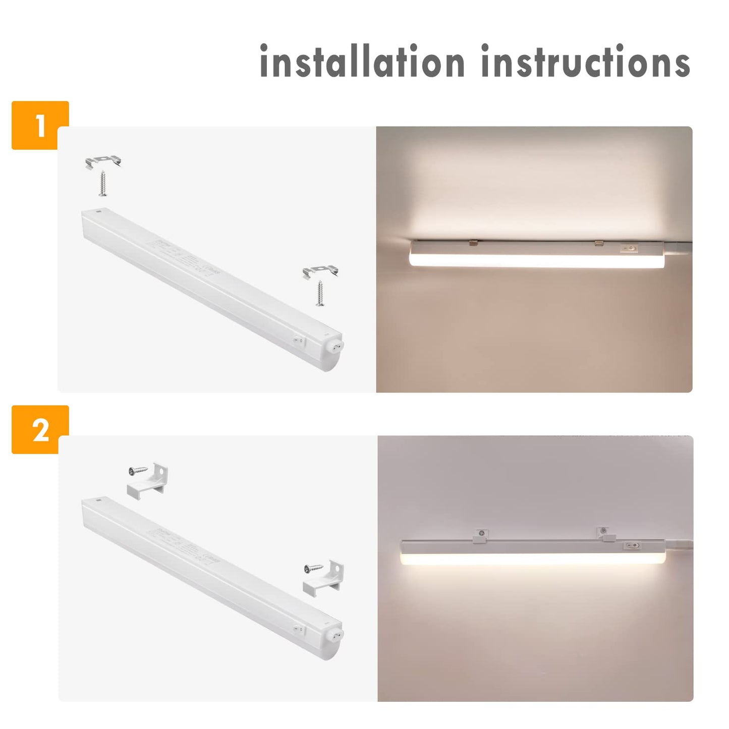 ENUOTEK Connectable LED Kitchen Under Cabinet Lamps Light Strips, 2 x 8 W LED Under-Unit Lights, Wall Lights with Switch and Power Plug, Neutral White 4000 K, Length 573 mm, 2 Bulbs