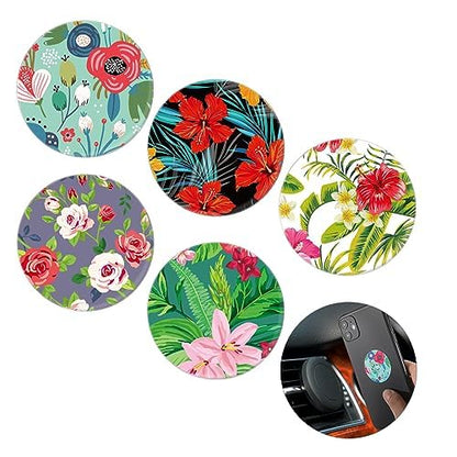8 Pcs Phone Magnet Car Metal Plate Mount Metal Plate for Cell Holder Magnetic Car Mount Compatible with Magnetic Car Mounts Replacement Sticker(Summer Flower Style)
