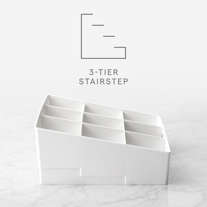 YouCopia ShelfBin Packet Organizer, 4-Tier Stairstep Raised Divided Bin, BPA-Free Storage Caddy for Kitchen Pantry and Cabinet Organization, Tea Bags, Medicine, and More