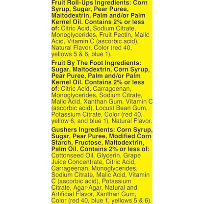 Fruit Roll-Ups, Fruit by the Foot, Gushers, Flavored Snacks Variety Pack, Gluten Free, 16 Ct, 10.2 oz