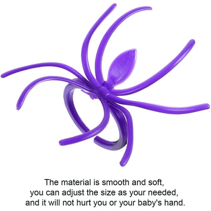 120 Pieces Spider Rings Halloween Rings Plastic Spider Cupcake Topper Bulk Costume Accessories Halloween Party Favors (Multicolor)