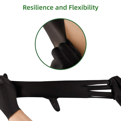 KEOELY Nitrile Disposable Gloves Pack of 100, Latex Free Safety Working Gloves for Food Handle or Industrial Use(Black,Medium)