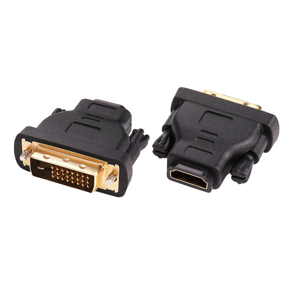 DTech DVI to HDMI Adapter DVI Male to HDMI Female Bi-Directional DVI-D Port Converter 4K 1080P Gold Plated Connector