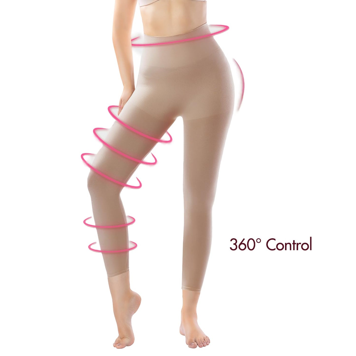 +MD Shapewear for Women Tummy Control Seamless High Waisted Light Compression Footless Tights Leggings