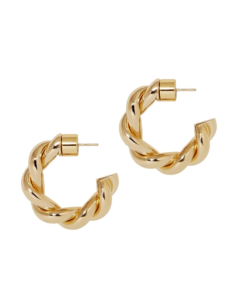 Jennifer Fisher, Twisted Lilly 10K Gold-Plated Huggie Earrings, Gold, Huggie