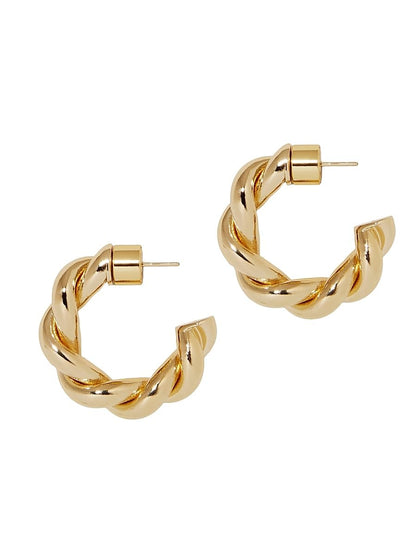 Jennifer Fisher, Twisted Lilly 10K Gold-Plated Huggie Earrings, Gold, Huggie