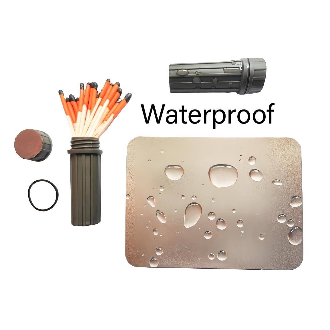 Fire Starter Kit – 6 Magnesium Shaving Packs + Waterproof Windproof Matches in Metal Tin – Emergency Fire Making Kit for Camping, Hiking, Survival, Prepping (Mg + Matches)