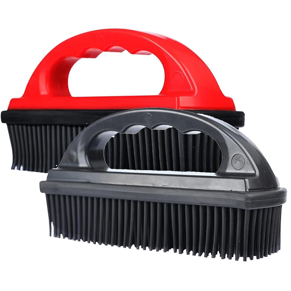 Godiyyer Rubber Pet Hair Removal Brush Lint & Hair Removal Cat Dog Hair Remover Brush Pet Hair Removal Tool Silicone Lint and Debris Remover for Cleaning,Grooming,Lint and Fur Removal,Home (Red&Black)