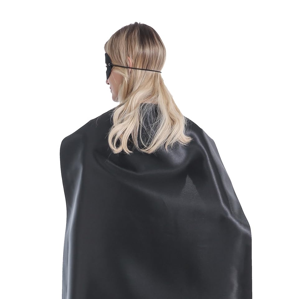 Kidsfere Adults Superhero Cape and Mask for Man Woman Halloween Vampire Cape Costume (BLACK)