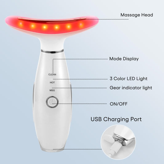LATME Facial Massager,Neck Face Massager Tool,3 Mode Massage with Heat,Portable Beauty Instrument for Skin Care Women Gift