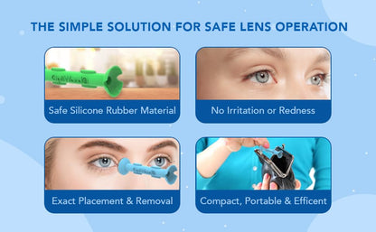 OptiWand - Portable Soft Contact Lens Removal & Insertion Tool - Silicone Rubber Eye Lens Inserter & Remover Device with Pincher End & Finger Grips - Safe & Easy to Use, Travel Size – 1.75"