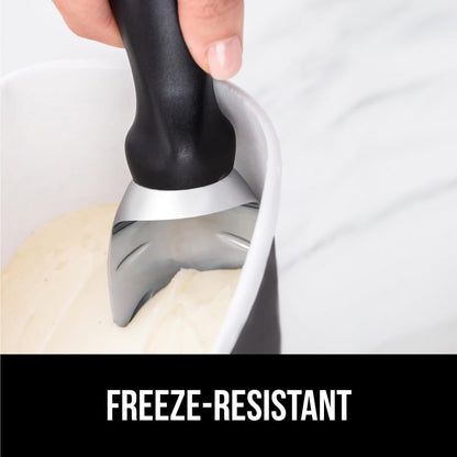 GORILLA GRIP BPA-Free Heavy Duty Ice Cream Scoop, Comfortable Ergonomic Handle, Professional Grade Scooper for Perfect Round Scoops, Spoon Frozen Hard Gelato, Sorbet, Cookie Dough, Kitchen Tool, Black