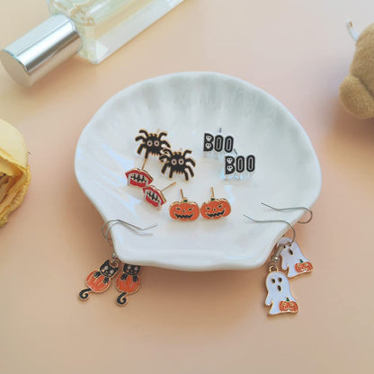 20 Pairs Hypoallergenic Halloween Earrings for Girls Cute Stud Earrings Sets Halloween Earrings for Women Teen Girls Pumpkin Spider Bat Black Cat Ghost Witch Candy Spooky Earrings Halloween Jewelry Fall Earring Set