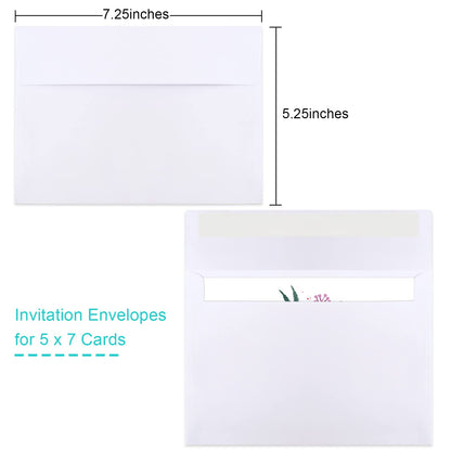 Joyberg 50 Packs 5x7 Envelopes, White A7 Envelopes for Invitations, Printable, Self Seal for Weddings, Invitations, Photos, Postcards, Greeting Cards, Mailing