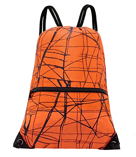 HOLYLUCK Drawstring Backpack Bag Sport Gym Sackpack (metallic-orange)