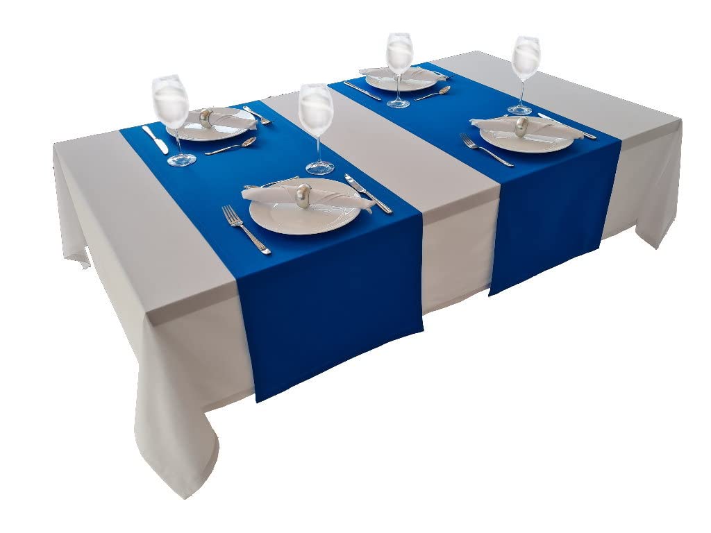 High-Quality Tablecloth, Table Linen Made from 100% Cotton, Concept Collection, Choice of Colours and Sizes (Tablecloth - 150 x 350 cm, White)