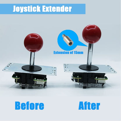 koofull Arcade Game Joystick Extender 4 Pcs 15mm Arcade Cabinet Control Accessories, Make the Arcade Joystick Longer, for Retro Arcade US Balltop Joysticks