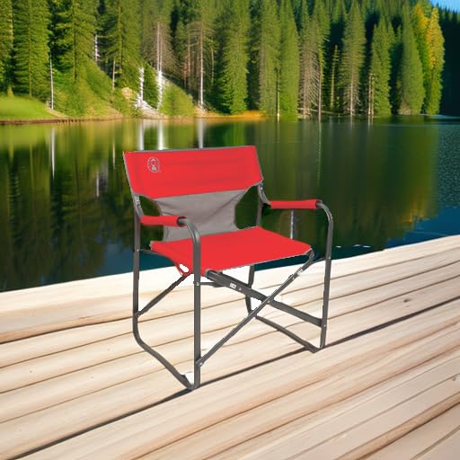 Coleman Outpost Breeze Folding Camp Chair with Cooling Mesh Back, Portable Outdoor Chair Supports up to 300lbs