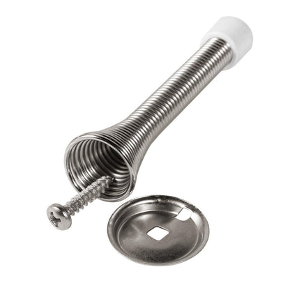 KISEER 12 Pack Spring Door Stops 3 1/4 Inch Flexible Heavy Duty Spring Door Stopper with RustProof Screw Rubber Bumper Tips (Satin Nickel)