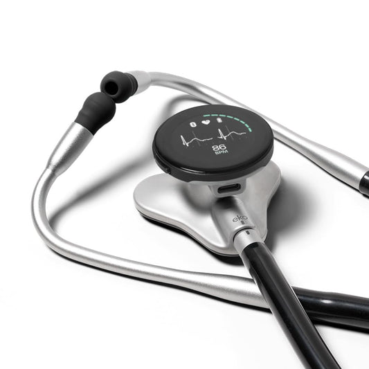 CORE 500™ Digital Stethoscope — 40x Amplification, Active Noise Cancellation, 3-Lead ECG, FDA-Cleared AI with Eko+, Full-Color Display, Reimbursement Eligible — Silver, COR501