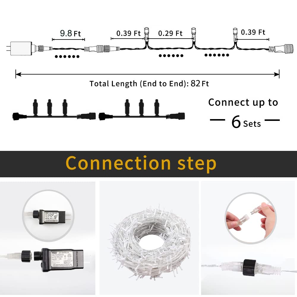 Halloween String Lights Orange - 220 LEDs 25m/82ft 8 Modes Memory Function End-to-End Plug in Outdoor Waterproof Fairy Twinkle Indoor Fall Tree Lights for Autumn/Thanksgiving Day/All Saints' Day/Yard