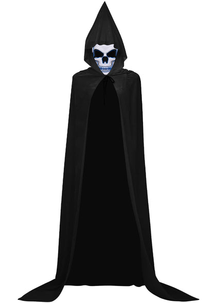 Double Couple Halloween Costumes for Adults with Scary Light up Mask Cosplay Cape Costumes Cloak with Hood for Women Men